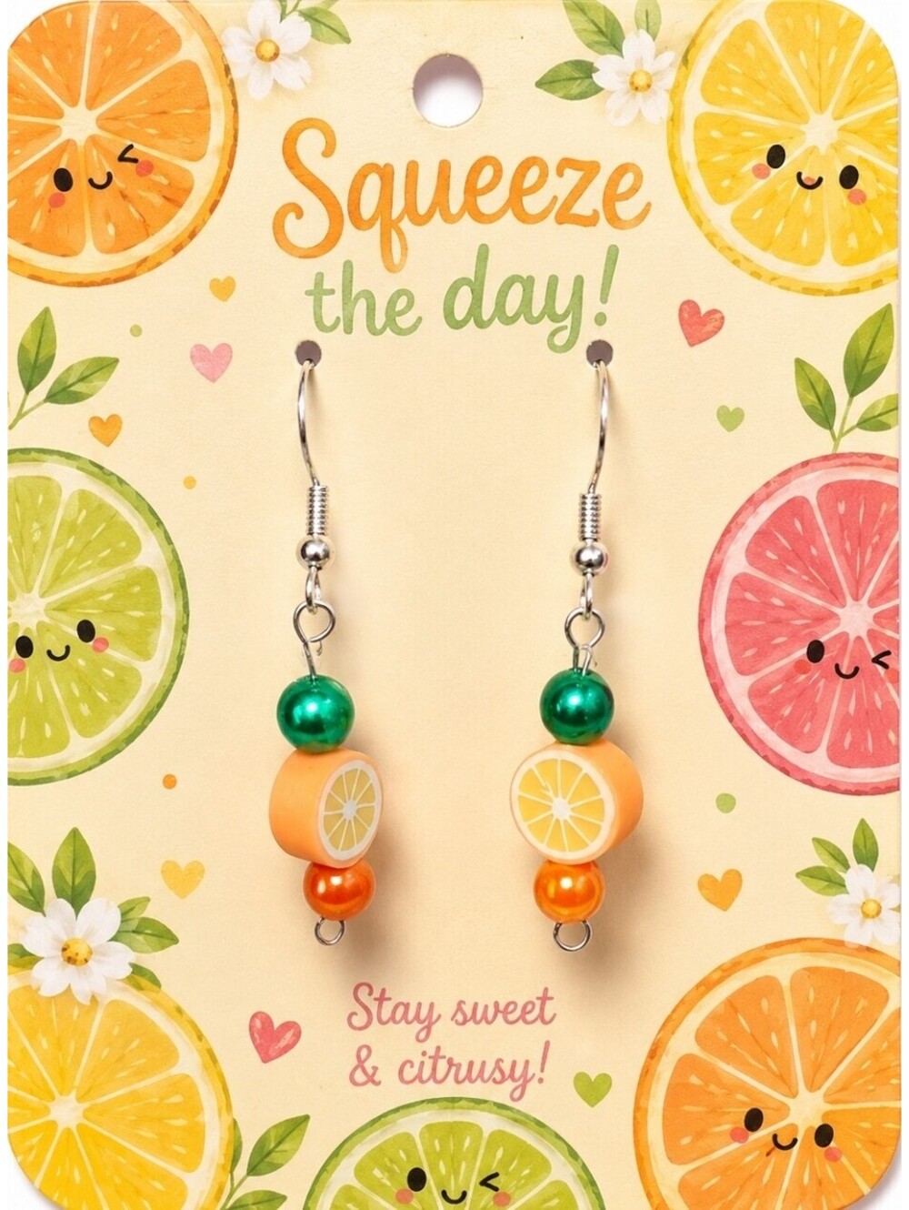 Kawaii Fun Jewelry Sweet Orange Lemon Citrus Summer Hypoallergenic Earrings